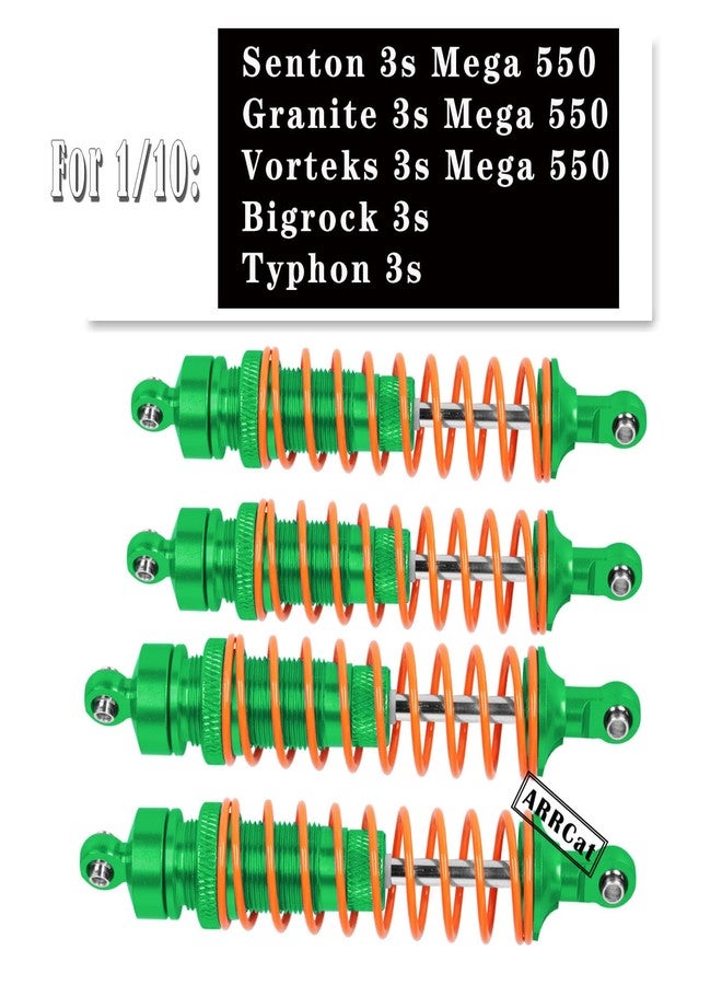 ARRCat RC Shocks Upgrade Parts for 1/10 Senton 4X4 Granite 4X4 Vorteks 4X4 Bigrock 4X4 Typhon 4X4 RC Truck,4PCS Full Aluminum Front Rear Big Bore Hops Up by ARRCat,Replace AR330550 AR330551,Green - Image 2